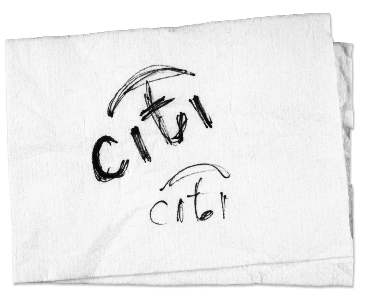 Lo schizzo di Paula Scher per il marchio di Citibank loading:lazy