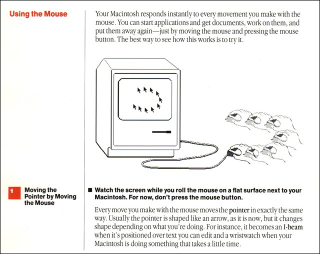 Una brochure di Apple che spiega il funzionamento del mouse loading:lazy
