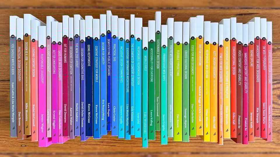 La raccolta dei libri pubblicati dalla casa editrice A Book Apart