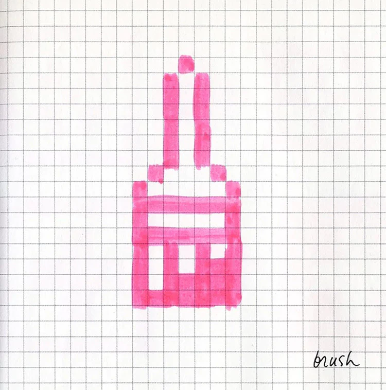 Un’icona disegnata da Susan Kare sul suo quaderno degli appunti