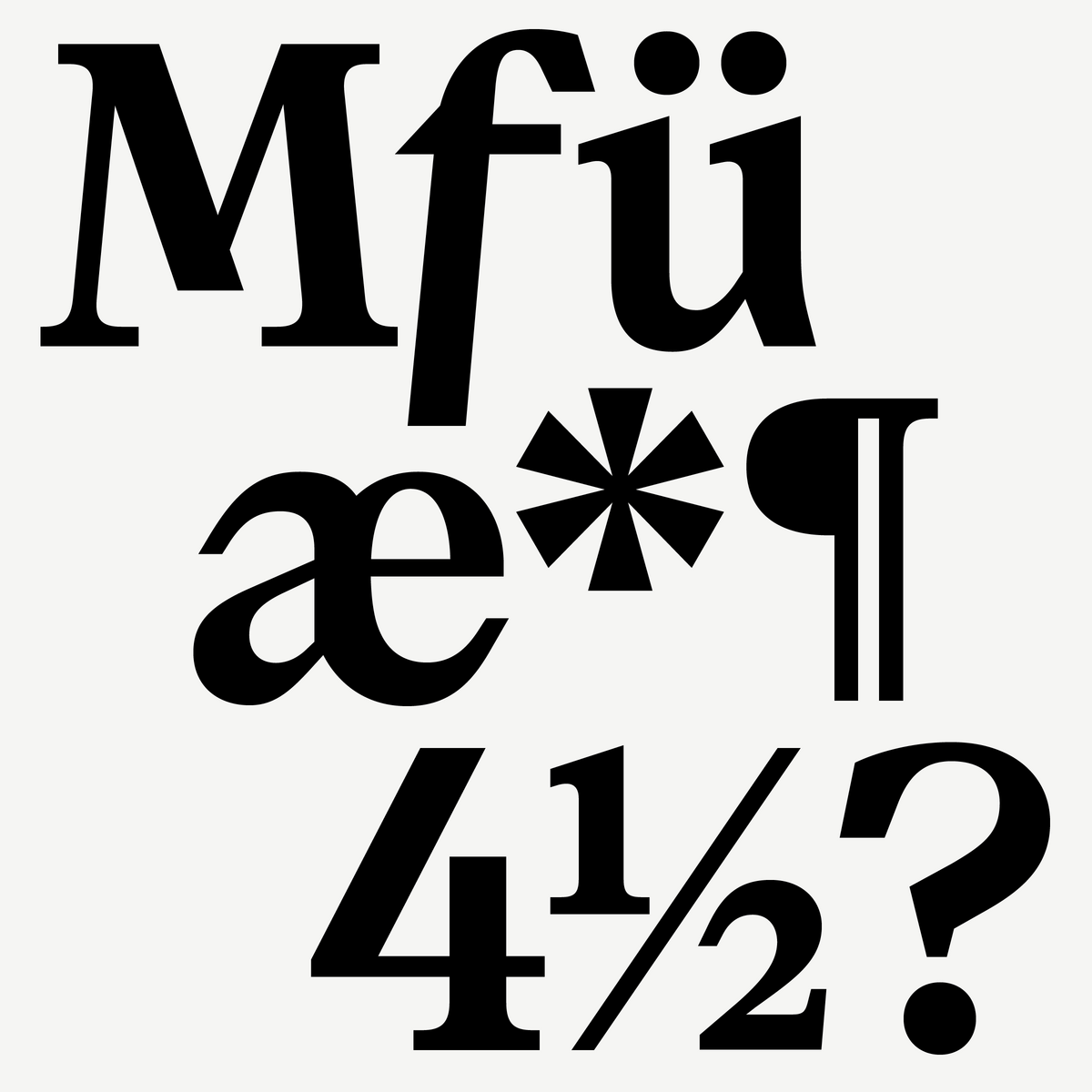 Un esempio di caratteri del Paragraf